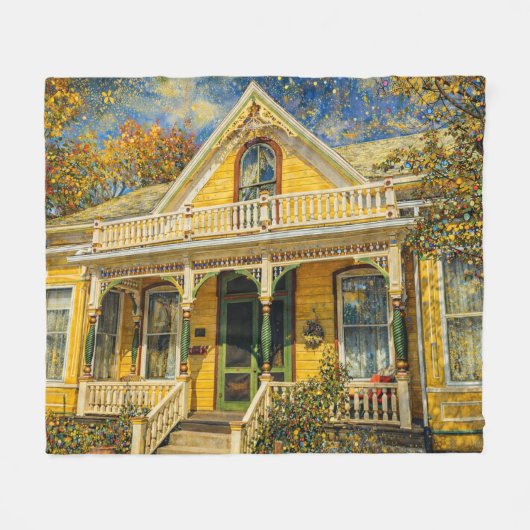 Fantasy Gele Victoriaanse Huis Fleece Deken (Voorkant (Horizontaal))