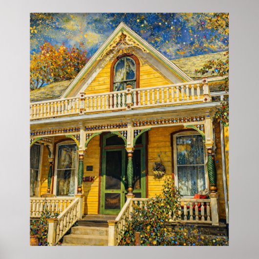Fantasy Gele Victoriaanse Huis Poster (Voorkant)