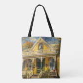 Fantasy Gele Victoriaanse Huis Tote Bag (Achterkant)