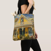 Fantasy Gele Victoriaanse Huis Tote Bag (Dichtbij)