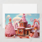 Fantasy Gingerbread Huis met Snoepjes 1 Feestdagenkaart (Voorkant / Achterkant)