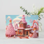 Fantasy Gingerbread Huis met Snoepjes 1 Feestdagenkaart (Staand voorkant)