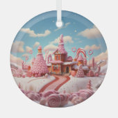 Fantasy Gingerbread Huis met Snoepjes 1 Glas Ornament (Voorkant)