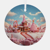 Fantasy Gingerbread Huis met Snoepjes 1 Glas Ornament (Achterkant)