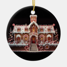 Fantasy Gingerbread Huis met Snoepjes 2 Keramisch Ornament