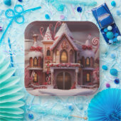 Fantasy Gingerbread Huis met Snoepjes 3 Papieren Bordje (Feest)