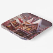 Fantasy Gingerbread Huis met Snoepjes 3 Papieren Bordje (Gebogen)