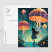 Fantasy Girl en kwallen zweven in de lucht Briefkaart (Voorkant / Achterkant)