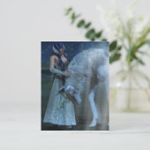 Fantasy Girl en Unicorn in de Moonlight Briefkaart (Staand voorkant)