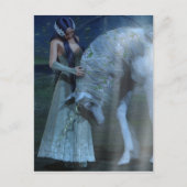 Fantasy Girl en Unicorn in de Moonlight Briefkaart (Voorkant)