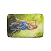 Fantasy girl fee en vriend wolf Bath Mat (Voorkant)