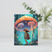 Fantasy Girl in het bos van kwallen Briefkaart (Staand voorkant)