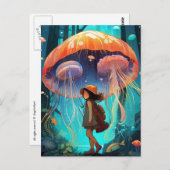 Fantasy Girl in het bos van kwallen Briefkaart (Voorkant / Achterkant)