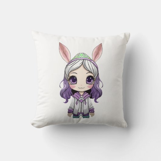 Fantasy Girl met Bunny Ears Sierkussen (Voorkant)