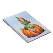 Fantasy Girl op een pompoen Notitieboek 6.5 x.8.75 (Rechterzijde)