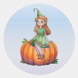 Fantasy Girl op een pompoen Stickers