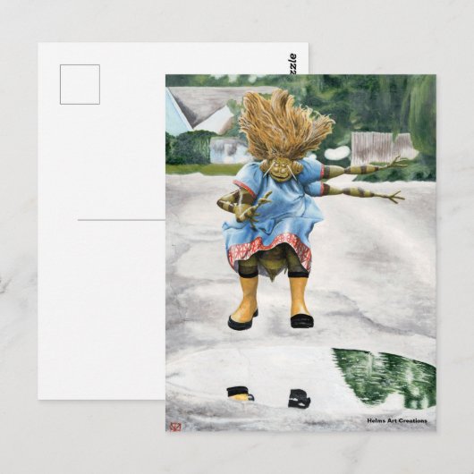 Fantasy Girl Puddle Jumping Briefkaart (Voorkant / Achterkant)