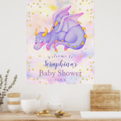 Fantasy Girls Paars Dragon Baby shower Welkom Poster (Keuken)