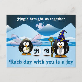 Fantasy Glacier Penguins Wizard Fairy Crystal Ball Briefkaart