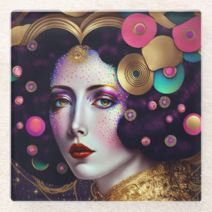 Fantasy Glam Pop Art Glass Onderzetter Glazen Onderzetter