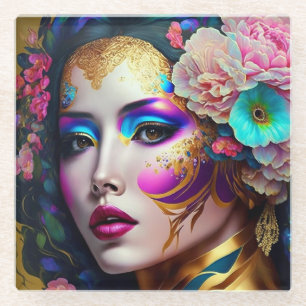 Fantasy Glam Woman Art Glazen Onderzetter
