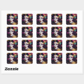 Fantasy Glam Woman Pop Art Square Sticker (Vel)