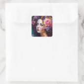 Fantasy Glam Woman Pop Art Square Sticker (Tas)