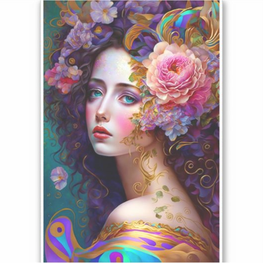 Fantasy Glam Woman Pop Art Sticker (Voorkant)