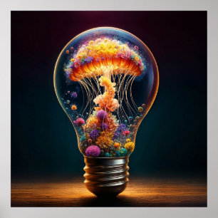 Fantasy glazen bol aquatische lichtgevende creativ poster