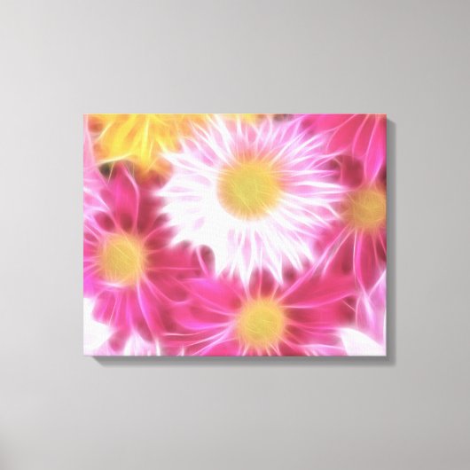 Fantasy Glazig Roze Daisies Floral Wrapped Canvas Afdruk (Voorkant)
