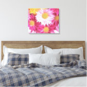 Fantasy Glazig Roze Daisies Floral Wrapped Canvas Afdruk (Insitu (Slaapkamer))