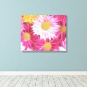 Fantasy Glazig Roze Daisies Floral Wrapped Canvas Afdruk (Insitu (Houten vloer))