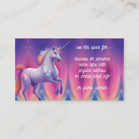 Fantasy Glitter Rainbow Unicorn Cosmic Clouds Visitekaartje (Achterkant)