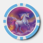 Fantasy Glitter Regenboog Eenhoorn Kosmische Wolke Poker Chips (Voorkant)