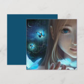 Fantasy Glow Butterfly Girl Child Art Blank Kaart (Voorkant / Achterkant)