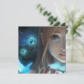 Fantasy Glow Butterfly Girl Child Art Blank Kaart (Staand voorkant)