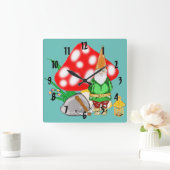 Fantasy Gnome Clock Vierkante Klok (Huis)