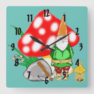Fantasy Gnome Clock Vierkante Klok