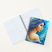 Fantasy Goddess Radiant Blue Depths Abstracte Kuns Notitieboek (Binnen)