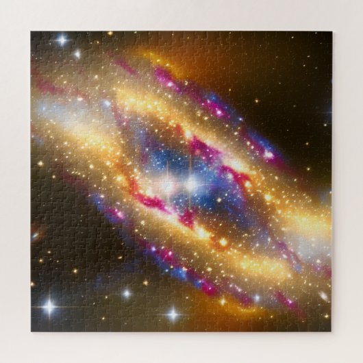 Fantasy Gold Blue en Pink Fun Nebula Afbeelding Legpuzzel (Horizontaal)