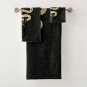 Fantasy Gold en Black Mystical Snakes Bath Towel Bad Handdoek (Insitu)