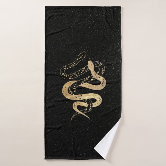Fantasy Gold en Black Mystical Snakes Bath Towel Bad Handdoek (Badhanddoek)