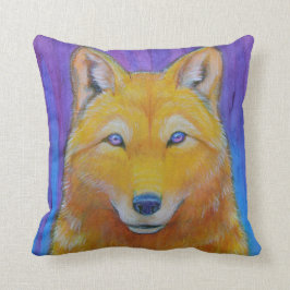 Fantasy Golden Wolf Head Pillow Kussen