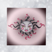 Fantasy Gothic Black Pink Sun Goddess Face Tegeltje
