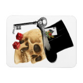 Fantasy Gothic gambler skull-tattoo Magneet (Horizontaal)