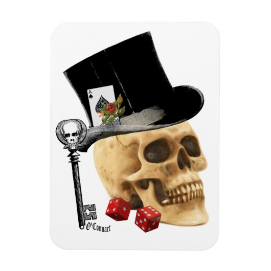 Fantasy Gothic gambler skull-tattoo Magneet (Verticaal)