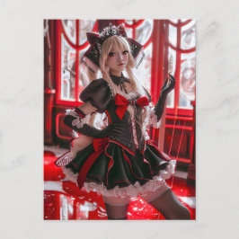 Fantasy Gothic Maid met Kawaii-stijl Briefkaart