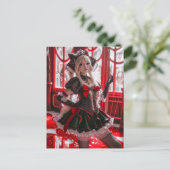 Fantasy Gothic Maid met Kawaii-stijl Briefkaart (Staand voorkant)