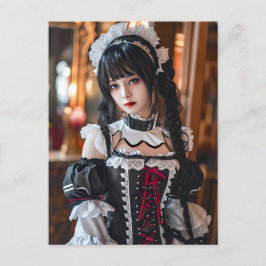 Fantasy Gothic Maid met Kawaii-stijl Briefkaart