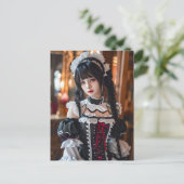 Fantasy Gothic Maid met Kawaii-stijl Briefkaart (Staand voorkant)